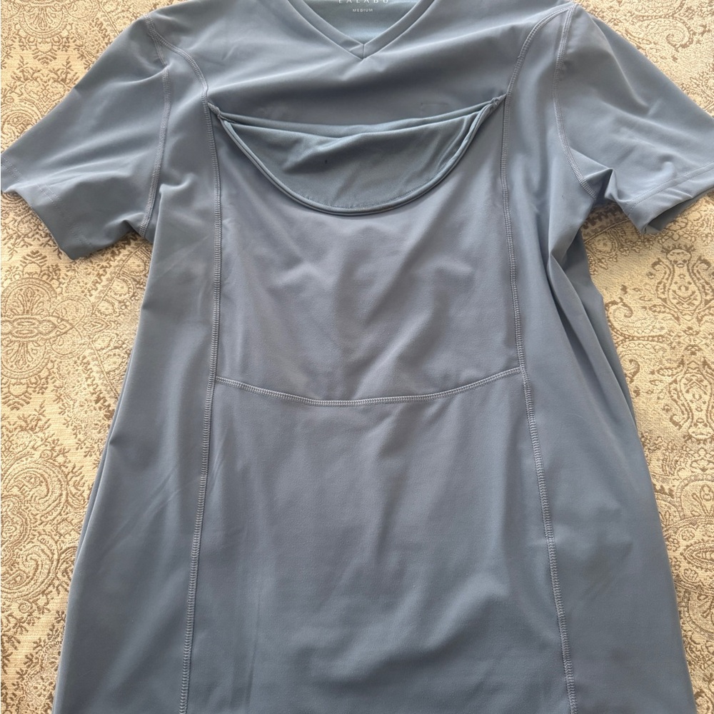 Men's Slate Blue Kangaroo Pocket Baby-Wear Dad Shirt / Medium